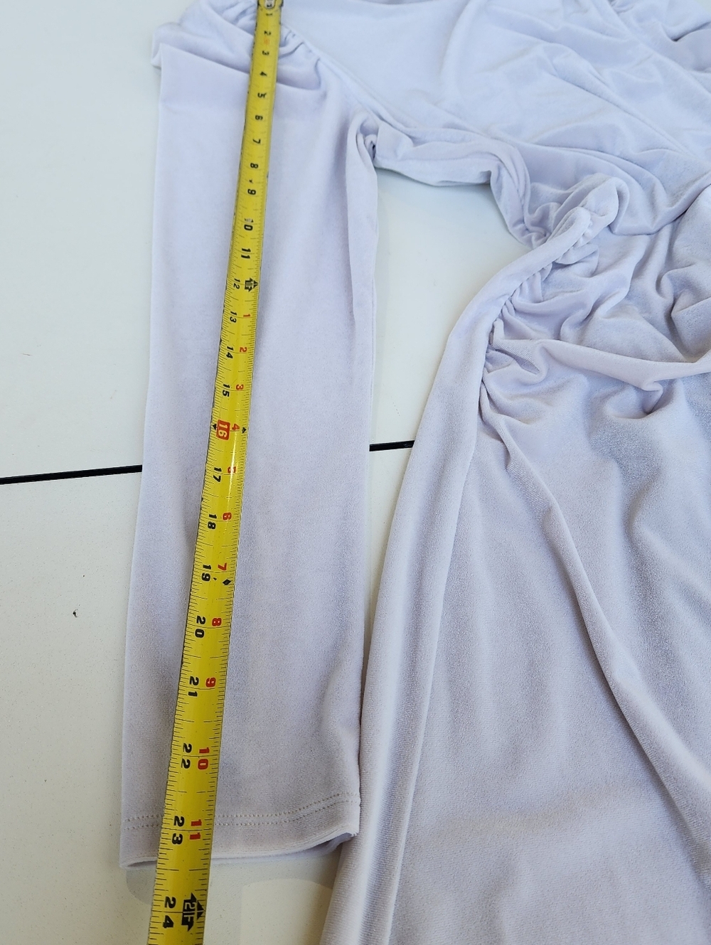 EXPRESS Womens Velvet Ruched Side Asymmetrical Midi Dress S Grey $98 - Picture 7 of 16